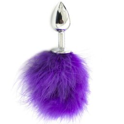Метален Butt Plug с пухче "LADE PURPLE" 7 см. Размер - S
