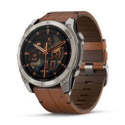 Garmin Fenix 8 - 51 мм, AMOLED, Sapphire - Titanium с Chestnut кожена каишка