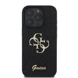 Гръб Guess PU Fixed Glitter 4G Metal Logo Case за iPhone 16 Pro Max - Черен