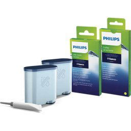 Philips Комплект за поддръжка за машините за еспресо Saeco, цялостна защита, 2 филтри AquaClean и смазка, 6 препарати за мляко и