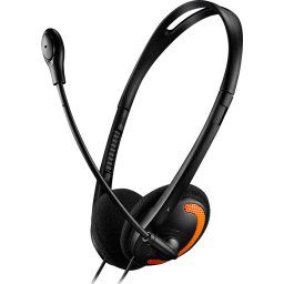 CANYON PC headset with microphone, volume control and adjustable headband, cable 1.8M, Black/Orange
