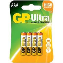 Алкална батерия GP ULTRA LR03 AAA (4 бр. в опаковка) 1.5V GP24AU