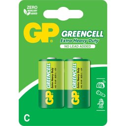 Цинк карбонова батерия GP R14 14G-U2 Greencell, 2 бр. в опаковка, BLISTER, 1.5V