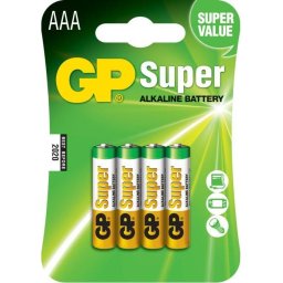 Алкална батерия GP SUPER LR03 AAA, 4 бр. в опаковка / блистер, 1.5V, GP24A