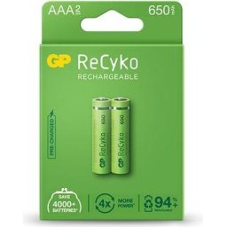 Акумулаторна Батерия GP R03 AAA 650mAh NiMH 65AAAHCE-EB2, 2 бр. в опаковка
