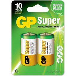 Алкална батерия GP SUPER LR14, 2 бр. в опаковка, 1.5V