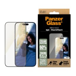 Стъклен протектор PanzerGlass за iPhone 16, 15, EyeCare, Ultra-Wide Fit