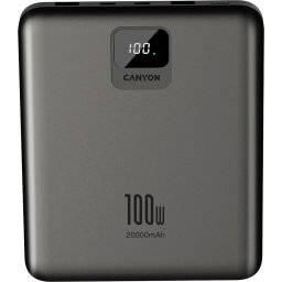 CANYON power bank PB-2008 LED FLAT 20000 mAh PD100W QC3.0 Dark Grey