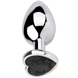 Метално дилдо Butt Plug "SILVER HEART BLACK" 8 см. Размер-M
