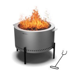 Blumfeldt Ignite Pure огнище, ниско задимяване, скара за барбекю, неръждаема стомана, преносимо, капак за дъжд, дръжки за пренасяне (GQ15-Blm-IgPu-SS)