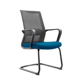 Посетителски стол RFG Smart M, дамаска и меш, със синя седалка и сива облегалка, 2 броя в комплект