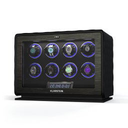 Klarstein LuminousTime навивач за часовници, 8 часовника, много настройки, LED, 10 dB (WW4-LuminousTime8Bl)