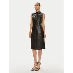 Calvin Klein Jeans Рокля от имитация на кожа J20J223542 Черен Regular Fit