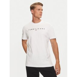 Tommy Jeans Тишърт Linear Logo DM0DM20744 Бял Regular Fit