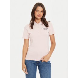Tommy Hilfiger Тениска с яка и копчета Script WW0WW43624 Розов Slim Fit
