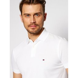 Tommy Hilfiger Тениска с яка и копчета 1985 MW0MW17770 Бял Regular Fit