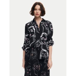 Desigual Риза Faces 24WWCW34 Черен Regular Fit