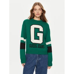 Guess Jeans Пуловер W4BR11 Z3HN2 Зелен Regular Fit
