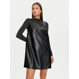 Vila Рокля от имитация на кожа Dede 14099817 Черен Slim Fit