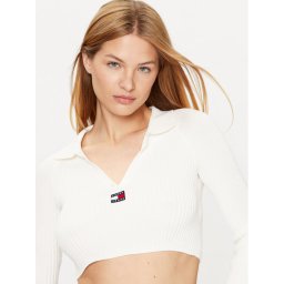Tommy Jeans Пуловер DW0DW14950 Екрю Slim Fit