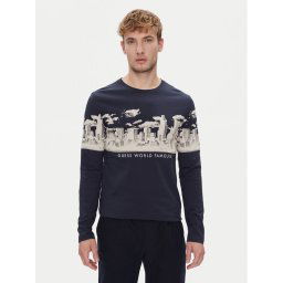 Guess Тениска с дълъг ръкав Skyline M3YI13 I3Z13 Тъмносин Slim Fit