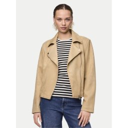 Pieces Яке от имитация на кожа Beminda 17134838 Бежов Regular Fit