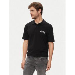 Jack & Jones Тениска с яка и копчета Josh 12247387 Черен Standard Fit