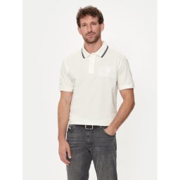 Gant Тениска с яка и копчета Contrast 2013039 Екрю Regular Fit