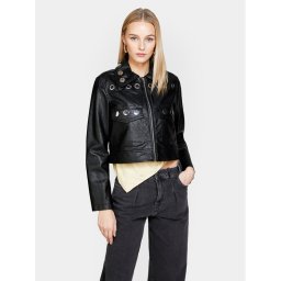 Sisley Яке от имитация на кожа 2X0JLN03Q Черен Regular Fit