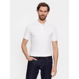 Calvin Klein Тениска с яка и копчета Smooth Cotton Slim Polo K10K111657 Бял Regular Fit