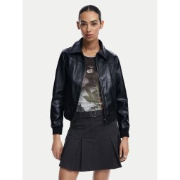 Desigual Яке от имитация на кожа Helsinki 24WWEW35 Черен Regular Fit