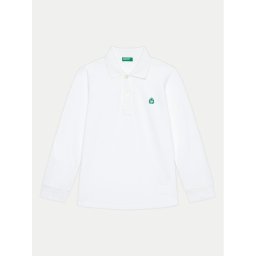 United Colors Of Benetton Тениска с яка и копчета 3089G3009 Бял Regular Fit