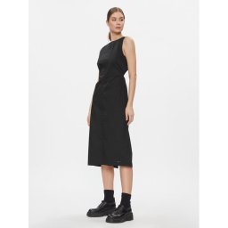 Tommy Jeans Коктейлна рокля Tjw Open Back Cotton Midi Dress DW0DW17431 Черен Slim Fit