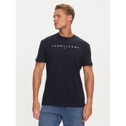 Tommy Jeans Тишърт Linear Logo DM0DM20744 Тъмносин Regular Fit