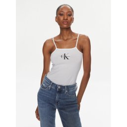 Calvin Klein Jeans Боди Monologo J20J223421 Бял Slim Fit