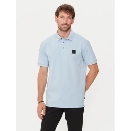 Boss Тениска с яка и копчета Parlay 143 50515596 Светлосиньо Regular Fit