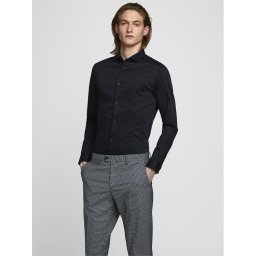 Jack & Jones Риза Parma 12097662 Черен Super Slim Fit