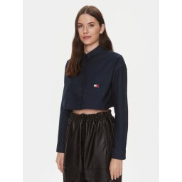 Tommy Jeans Риза Badge DW0DW17345 Тъмносин Relaxed Fit