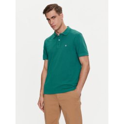 United Colors Of Benetton Тениска с яка и копчета 3089J3179 Зелен Regular Fit