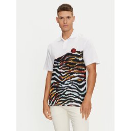 Just Cavalli Тениска с яка и копчета 76OAG6R1 Бял Regular Fit