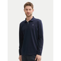 Tom Tailor Тениска с яка и копчета 1043278 Тъмносин Regular Fit
