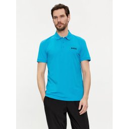 Boss Тениска с яка и копчета Paule 50512789 Син Slim Fit