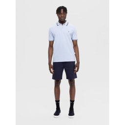 Selected Homme Тениска с яка и копчета 16087840 Светлосиньо Regular Fit