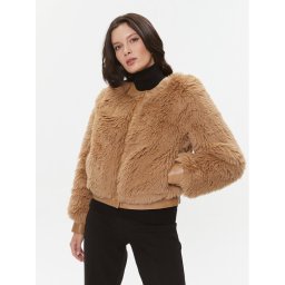 TWINSET Кожено палто 232TT2021 Кафяв Regular Fit