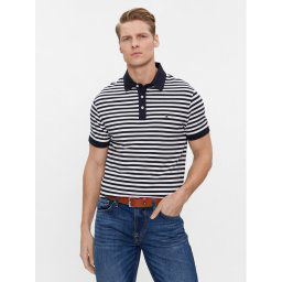 Tommy Hilfiger Тениска с яка и копчета 1985 MW0MW17771 Тъмносин Slim Fit