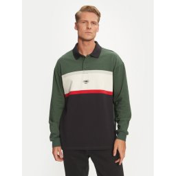 Quiksilver Тениска с яка и копчета Mercury Rugby AQYKT03125 Зелен Loose Fit