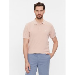 United Colors Of Benetton Тениска с яка и копчета 3089J3179 Бежов Regular Fit