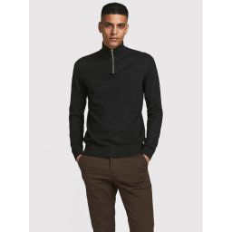 Jack & Jones Пуловер Emil 12189339 Черен Regular Fit
