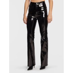 Gestuz Кожени панталони Gocha 10906553 Черен Wide Leg