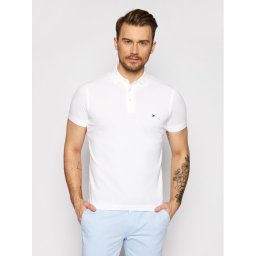 Tommy Hilfiger Тениска с яка и копчета 1985 MW0MW17771 Бял Slim Fit